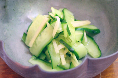 Cucumbers tossed with fresh Ginger
