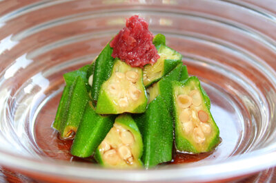 Okra and Pickled Plum (Umeboshi) Salad